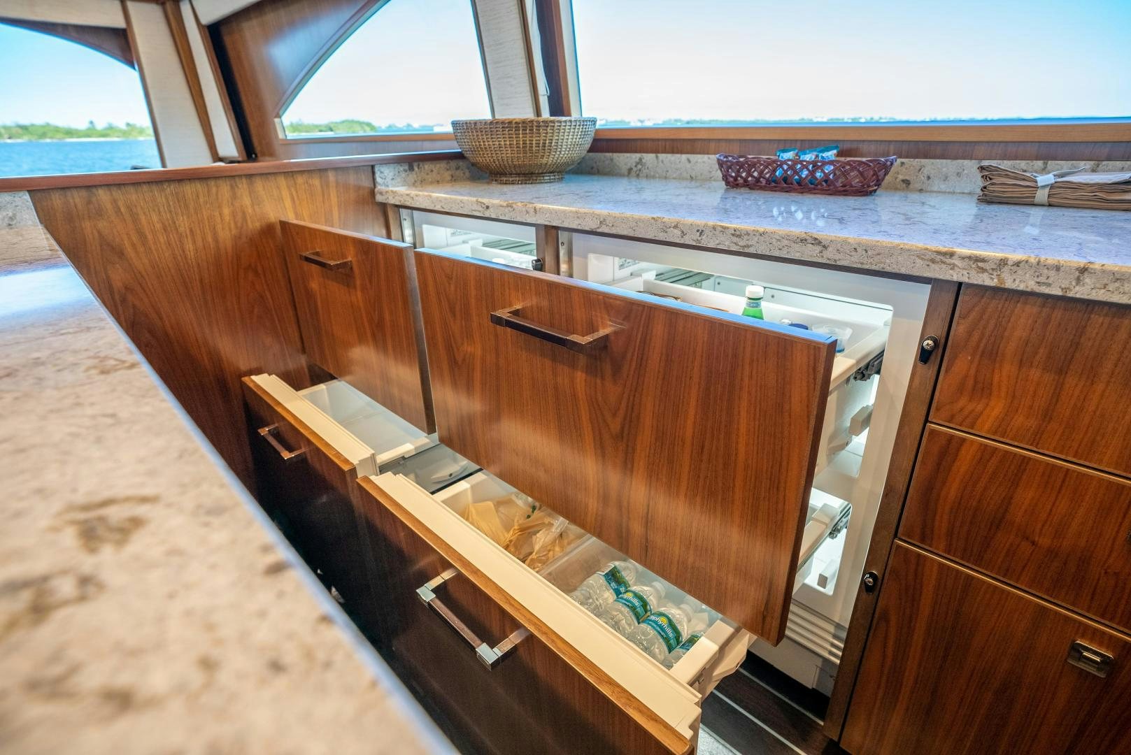 a kitchen with a countertop aboard Leslie Ann Yacht for Sale