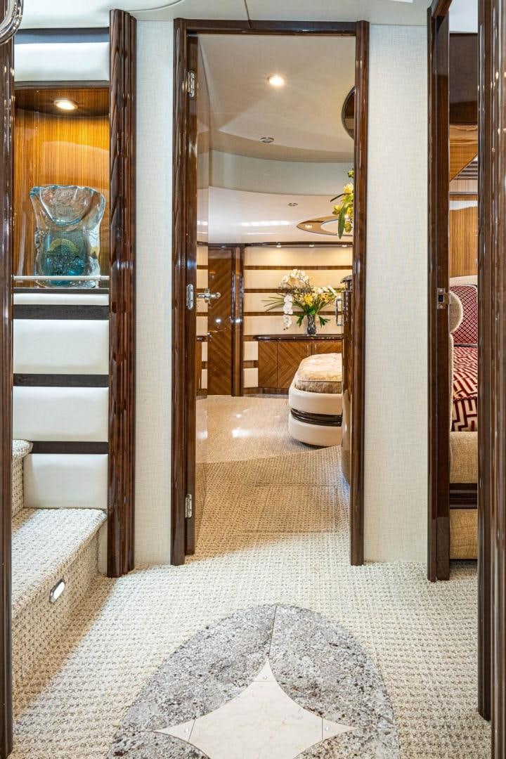 a bathroom with a large mirror aboard AWAKEN Yacht for Sale