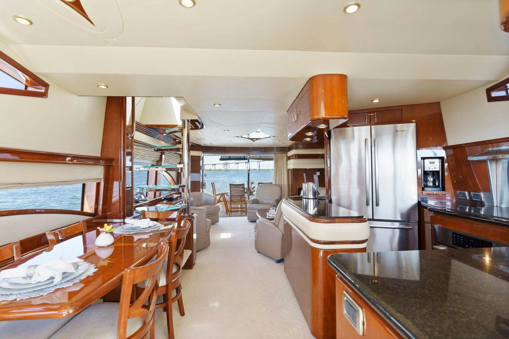 a large kitchen with a bunk bed aboard LA BELLA VITA Yacht for Sale