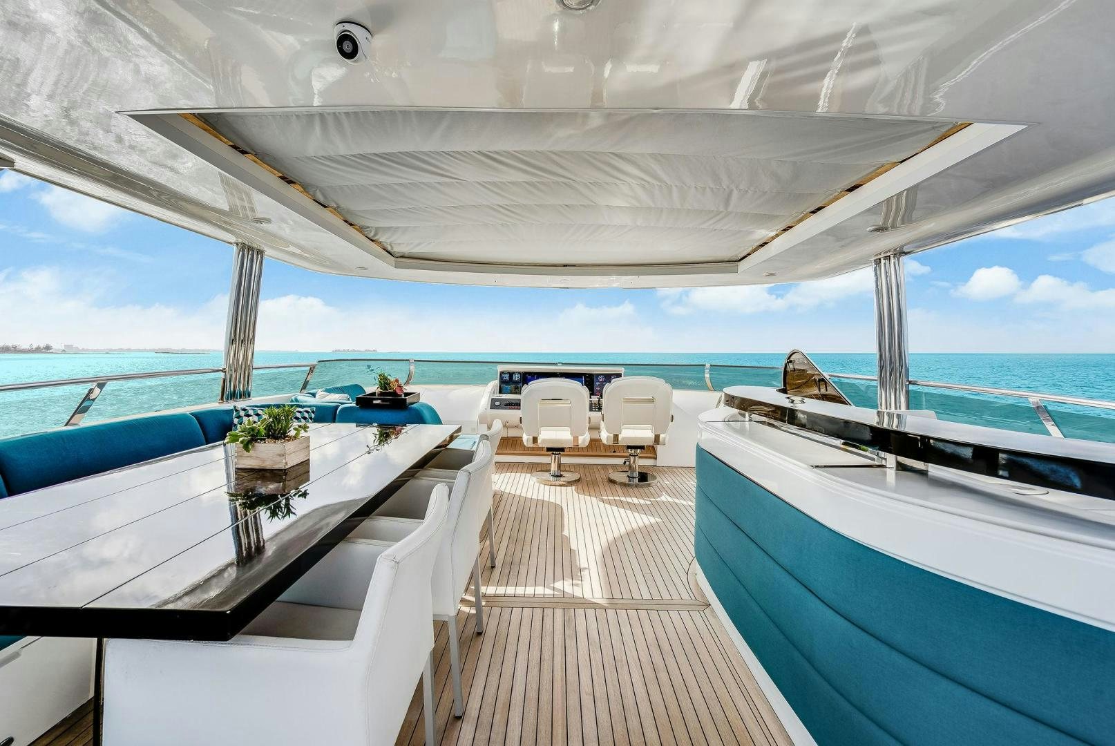 a deck with a view of the ocean and the deck aboard 21 SEA SANDS Yacht for Sale