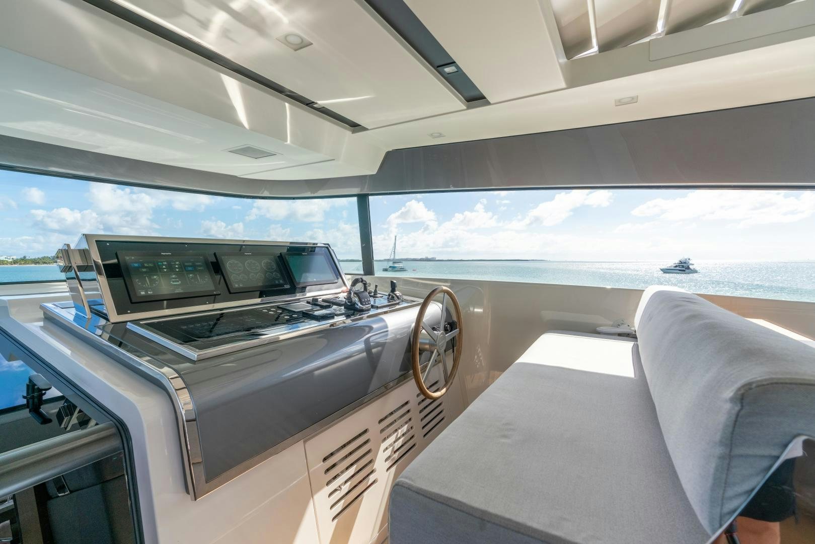 inside of a car aboard MAVE Yacht for Sale