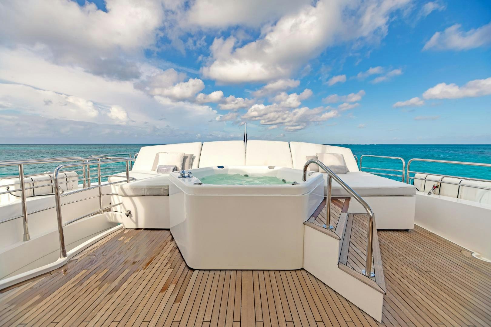 a boat on a deck aboard CORAZON Yacht for Sale