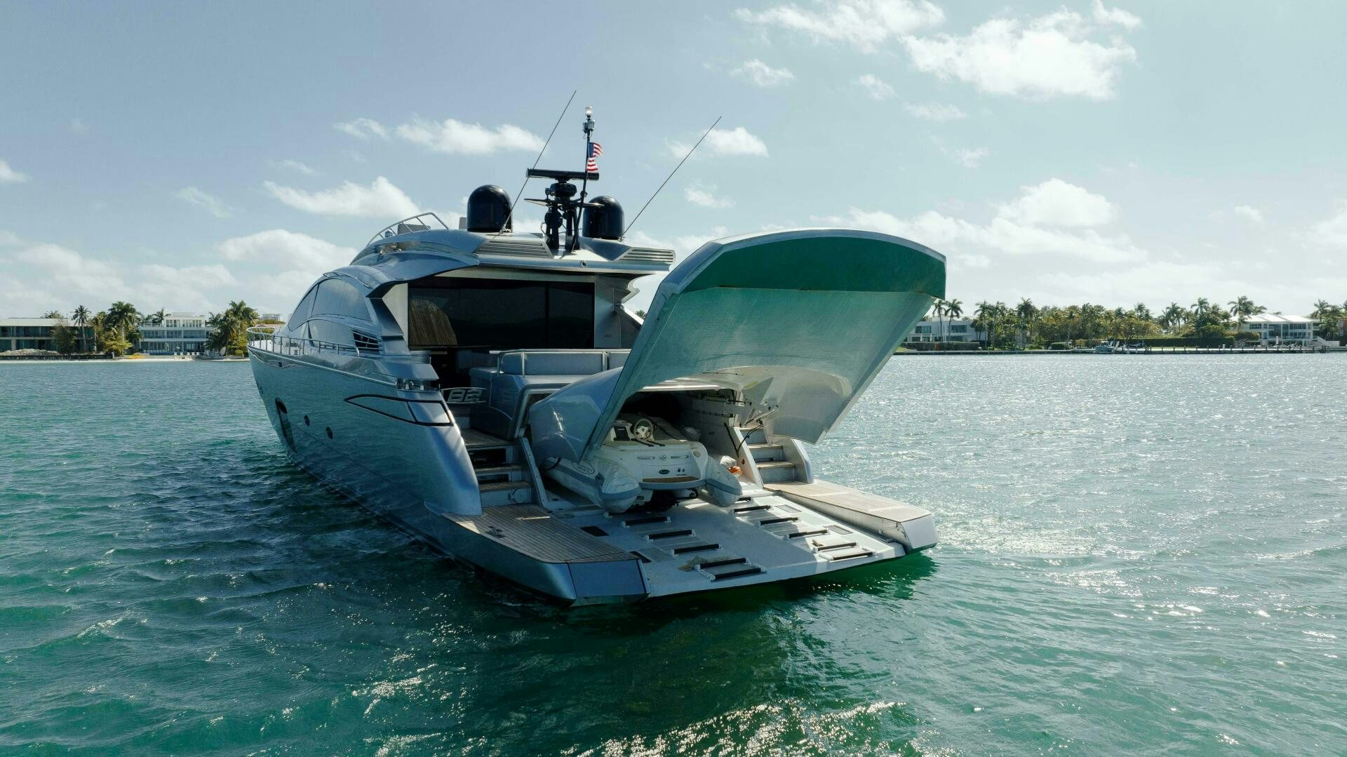 a helicopter on a boat aboard MILAGROS Yacht for Sale