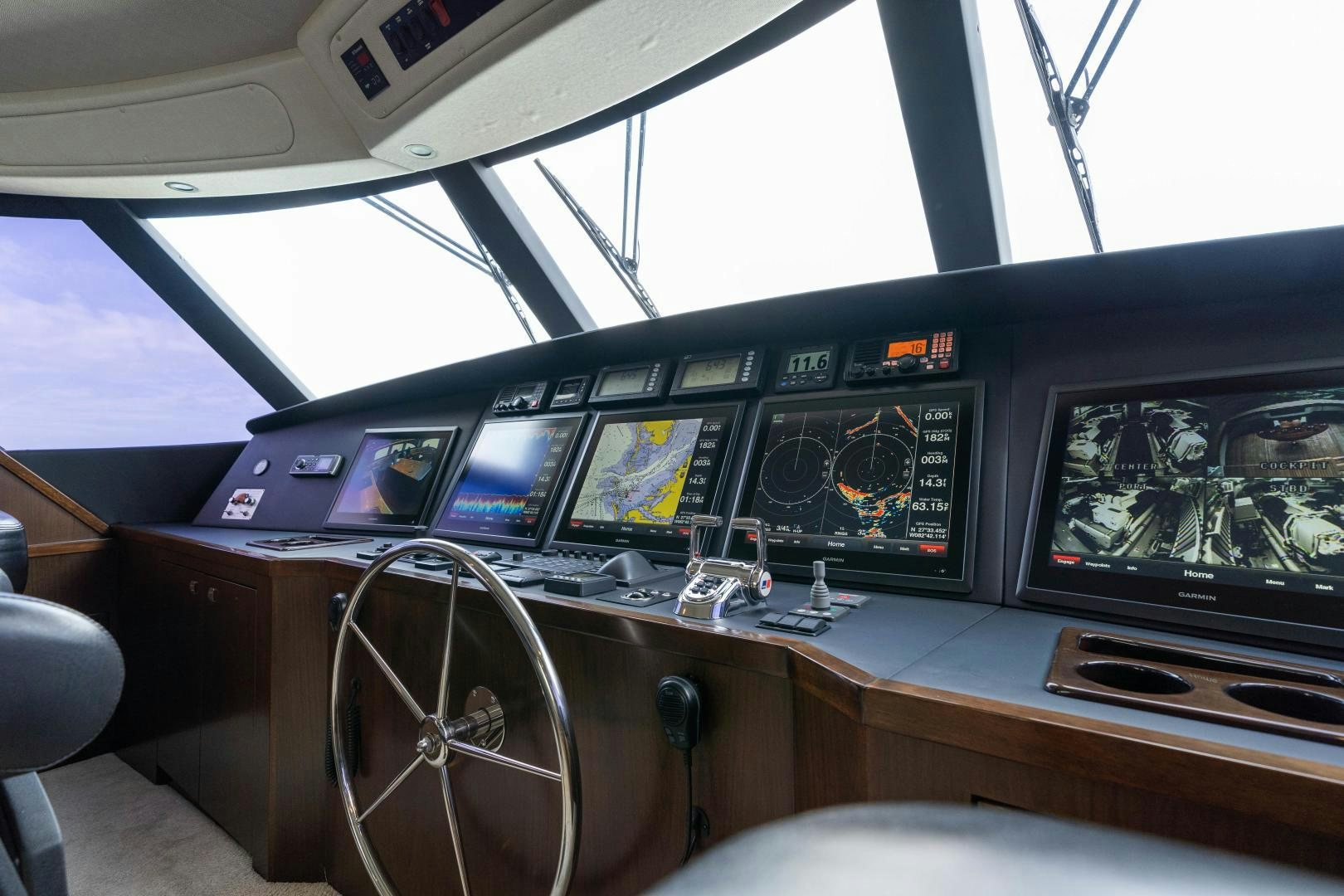 inside of a vehicle with many monitors aboard MER SEA SAKES Yacht for Sale