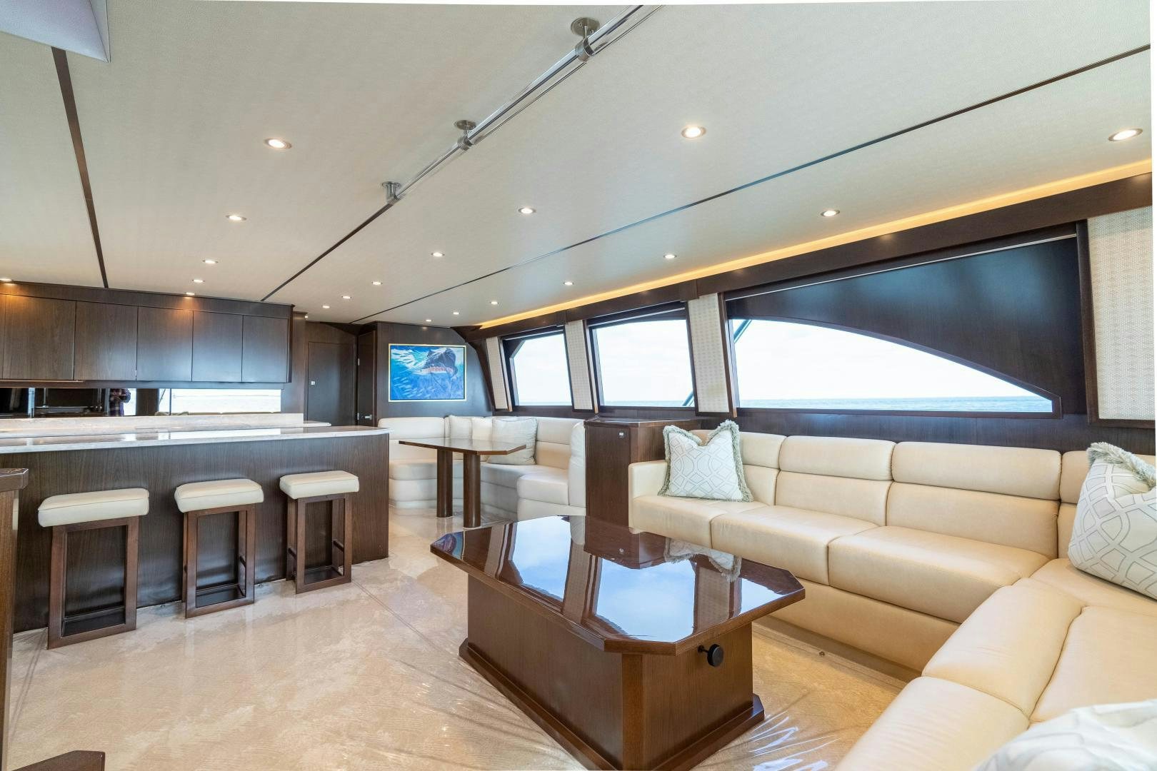 a room with a couch and a table and a tv aboard MER SEA SAKES Yacht for Sale