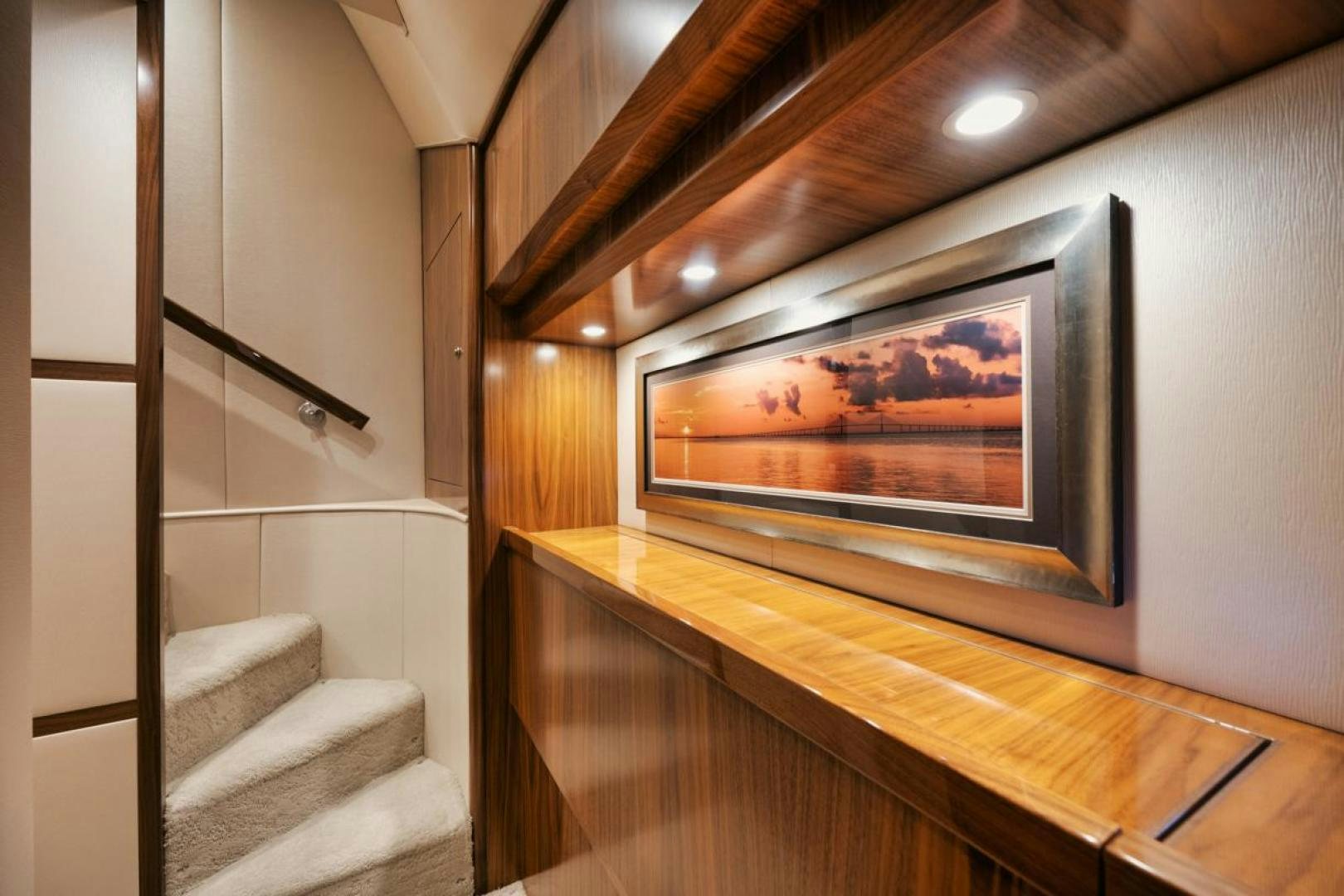 a fireplace in a house aboard MADNIC Yacht for Sale