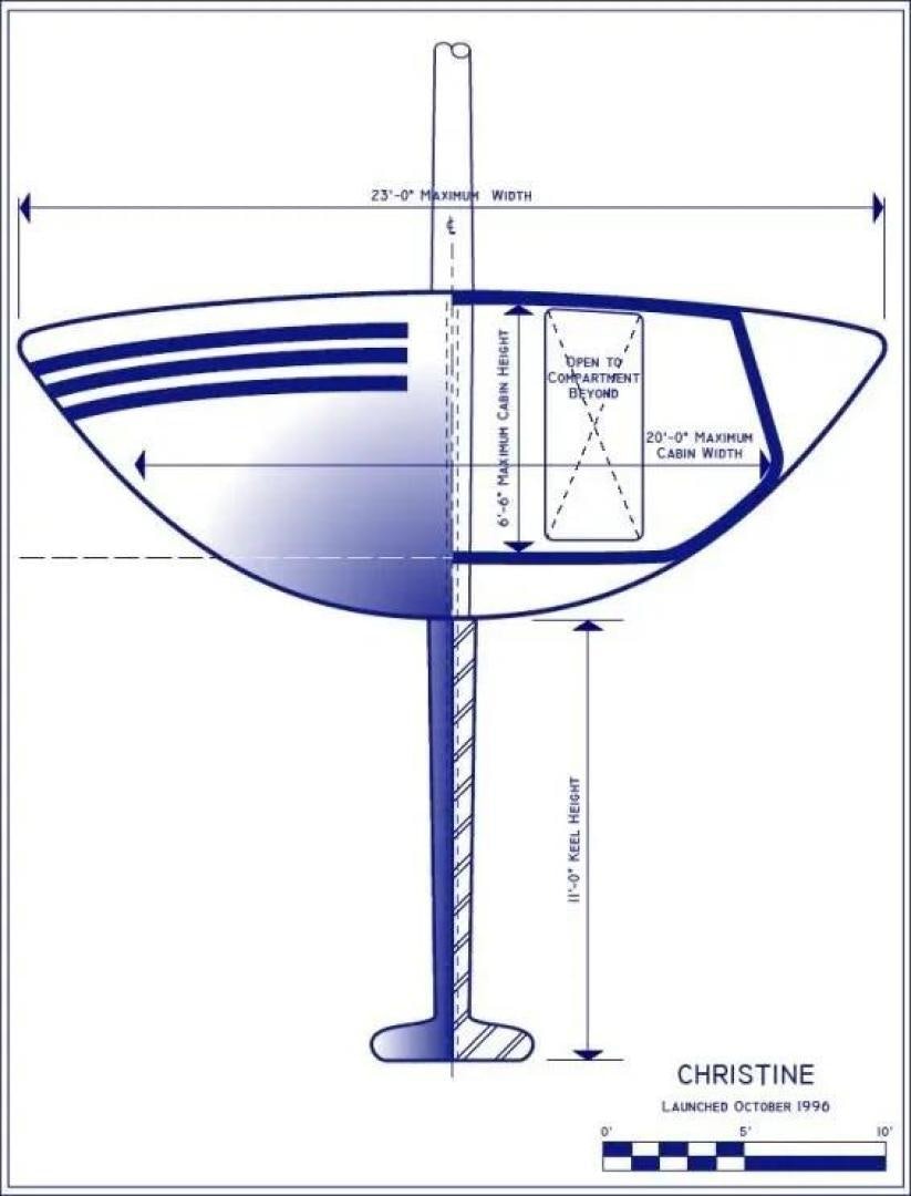 diagram, engineering drawing aboard CHRISTINE Yacht for Sale