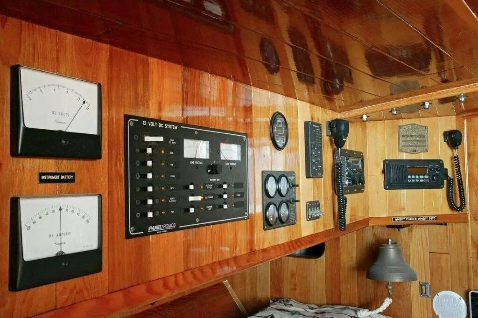 a wall with electronic devices aboard CHRISTINE Yacht for Sale
