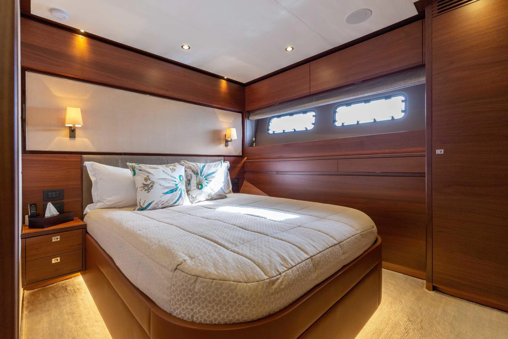 a bed in a room aboard CAPE COD Yacht for Sale