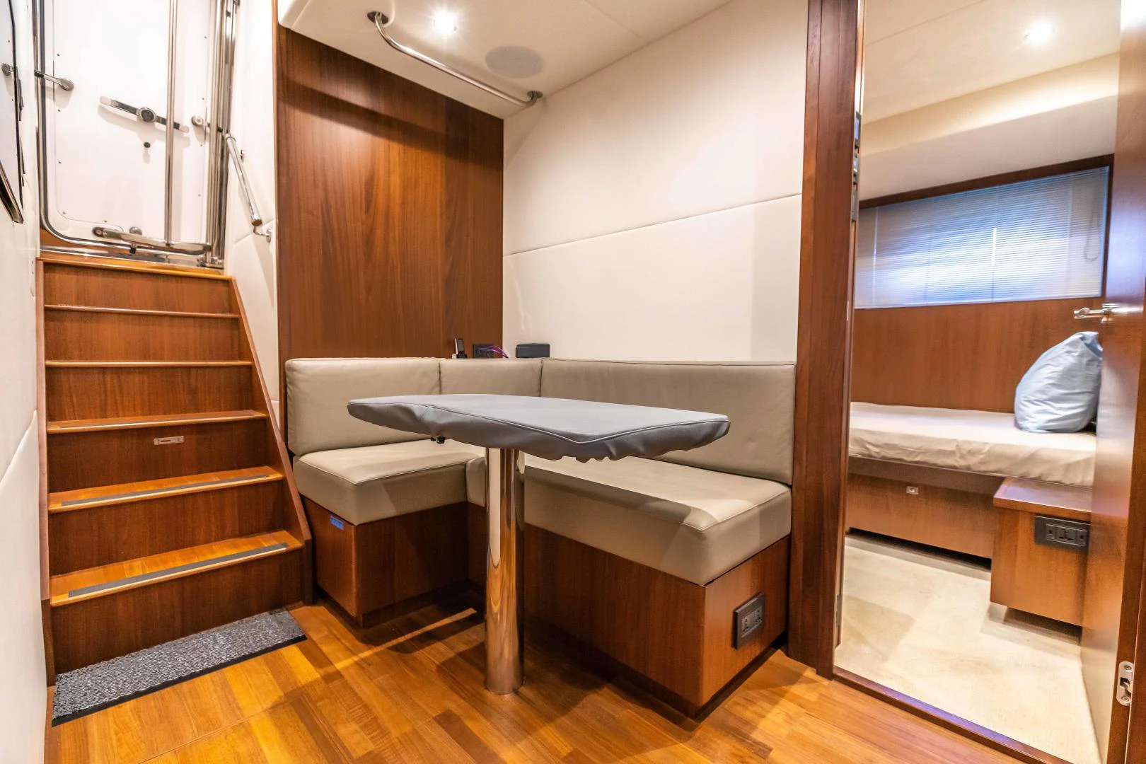 a room with a bed and a desk aboard CAPE COD Yacht for Sale