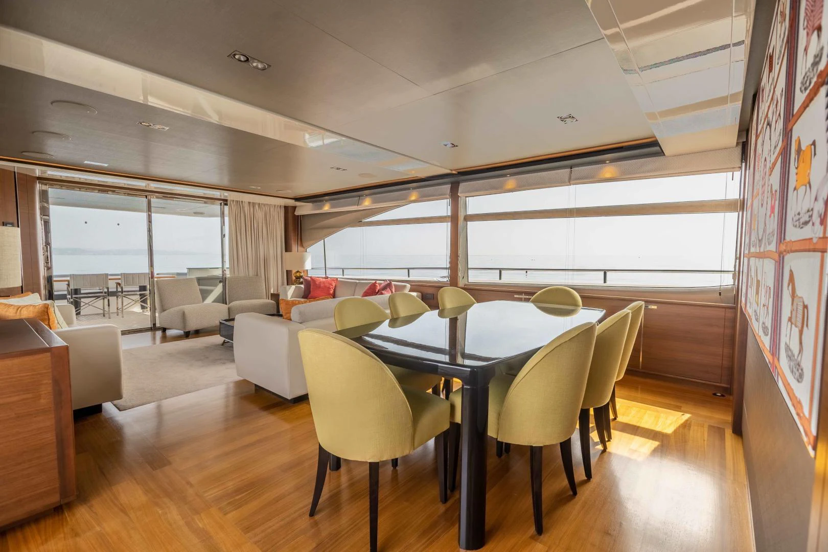 a room with a table and chairs aboard CAPE COD Yacht for Sale
