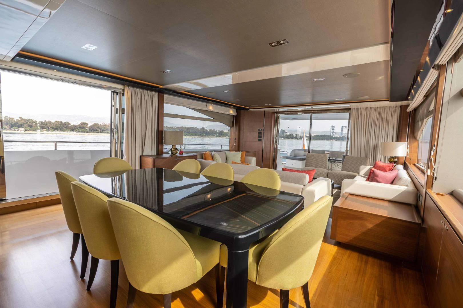 a room with a table and chairs aboard CAPE COD Yacht for Sale