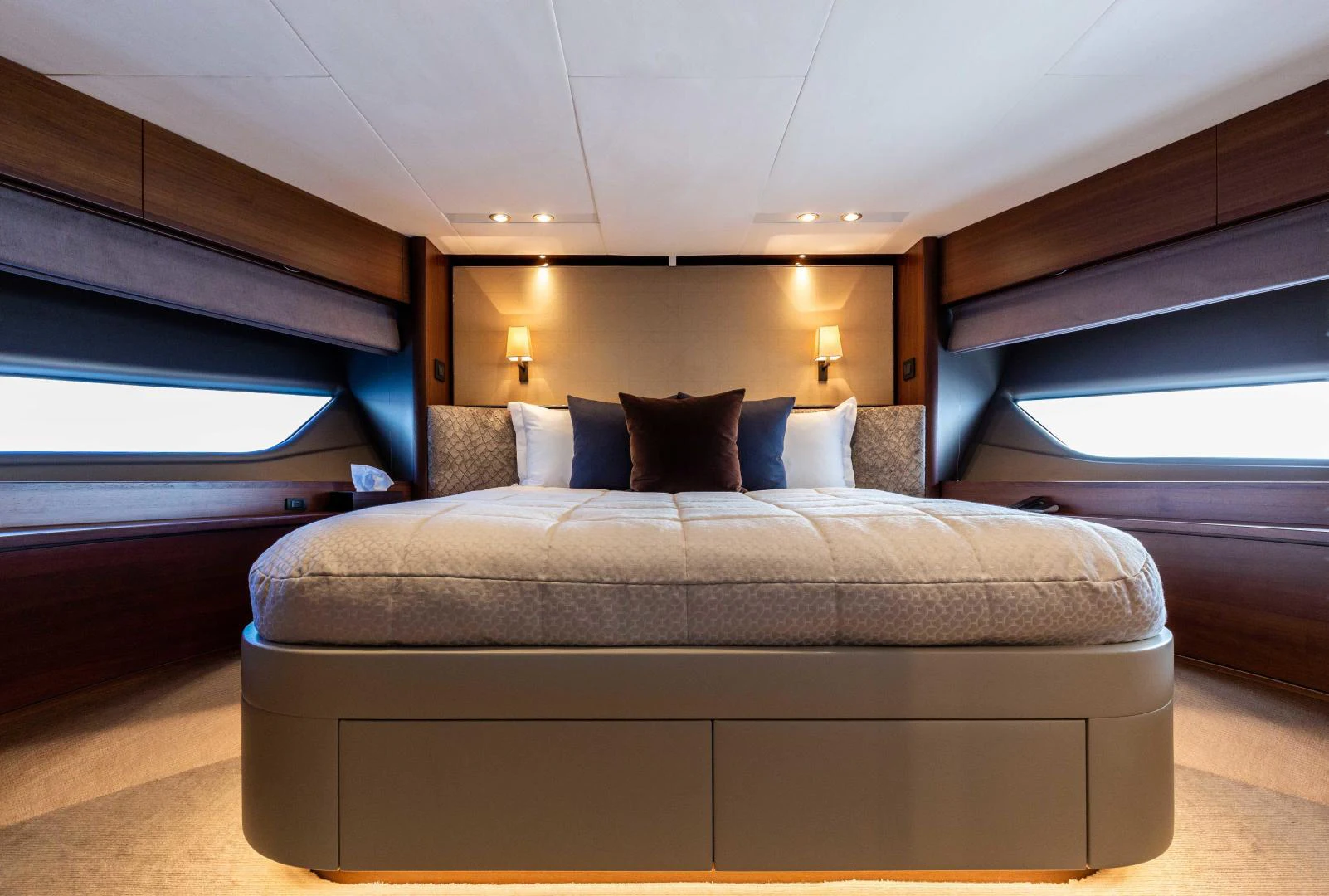 a bed in a room aboard CAPE COD Yacht for Sale