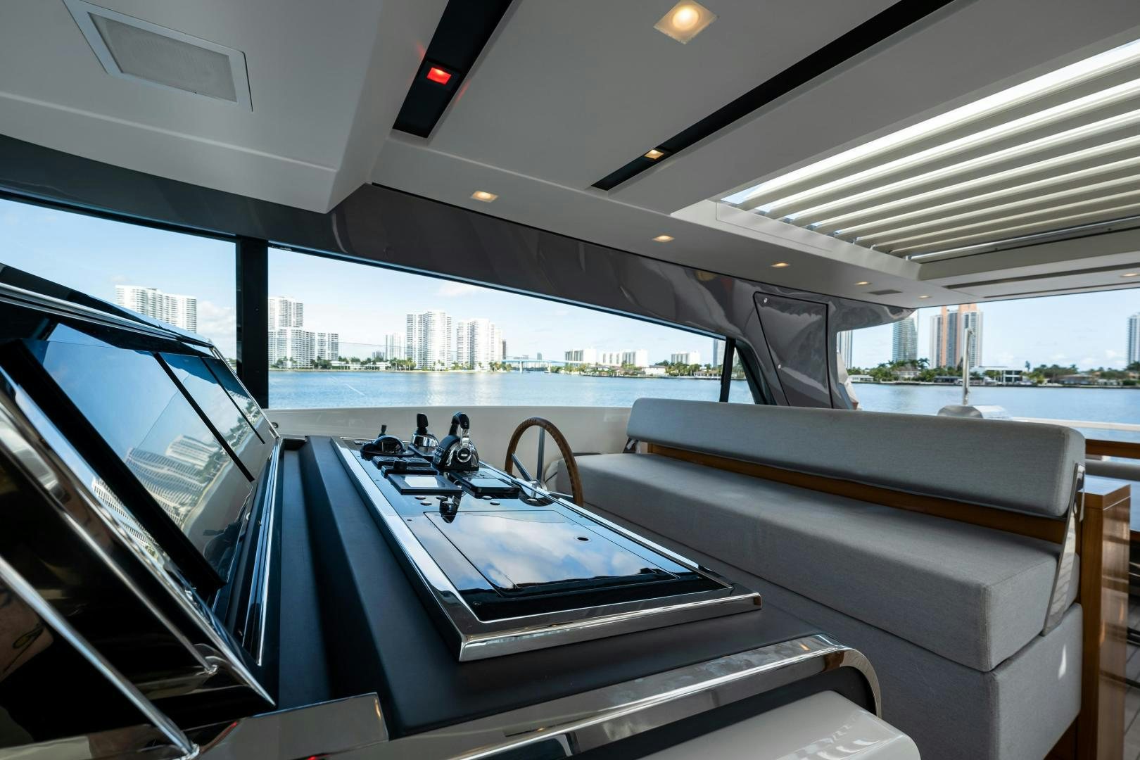 inside of a car aboard ABOUT TIME Yacht for Sale