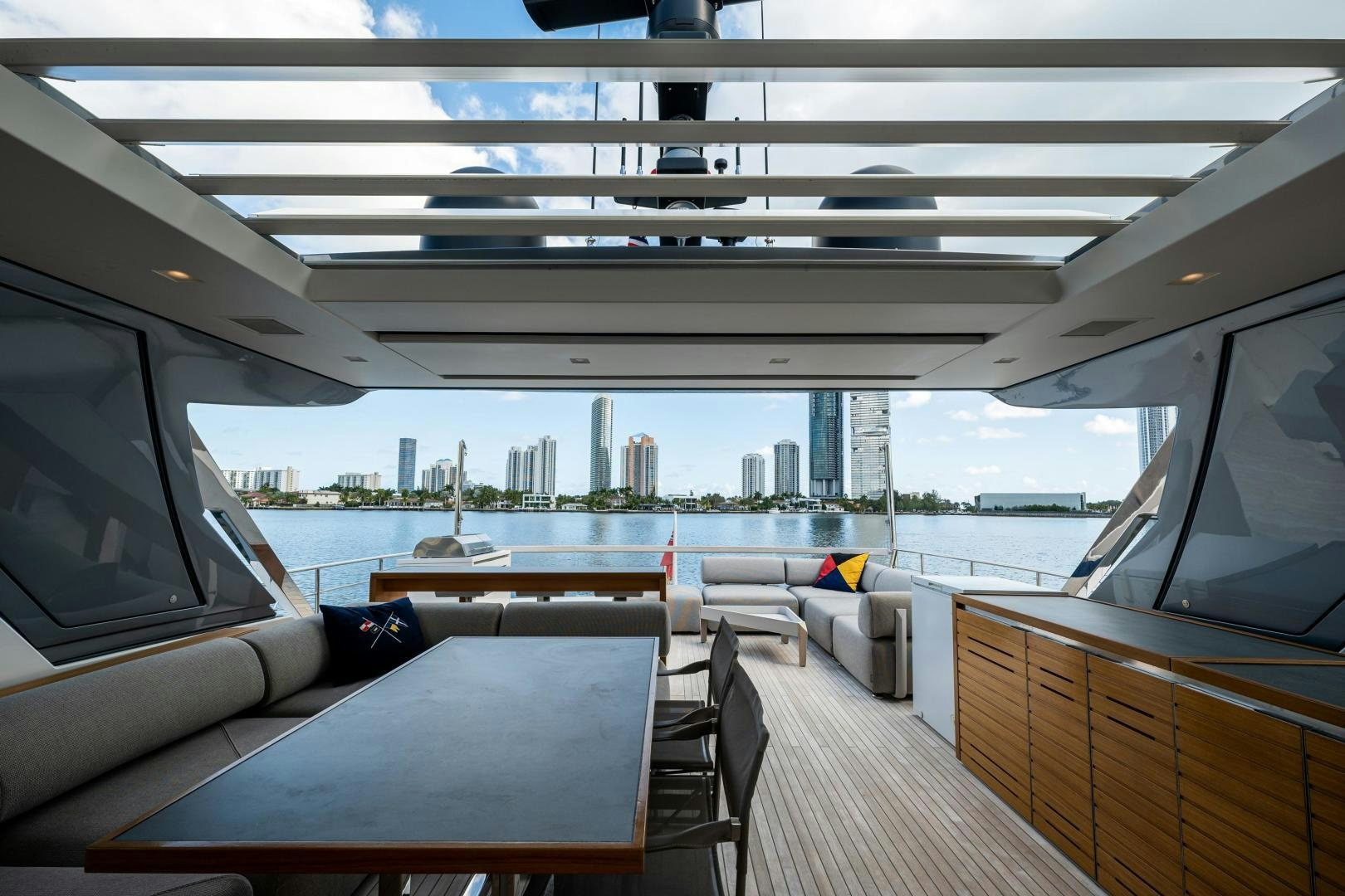 inside of a car aboard ABOUT TIME Yacht for Sale