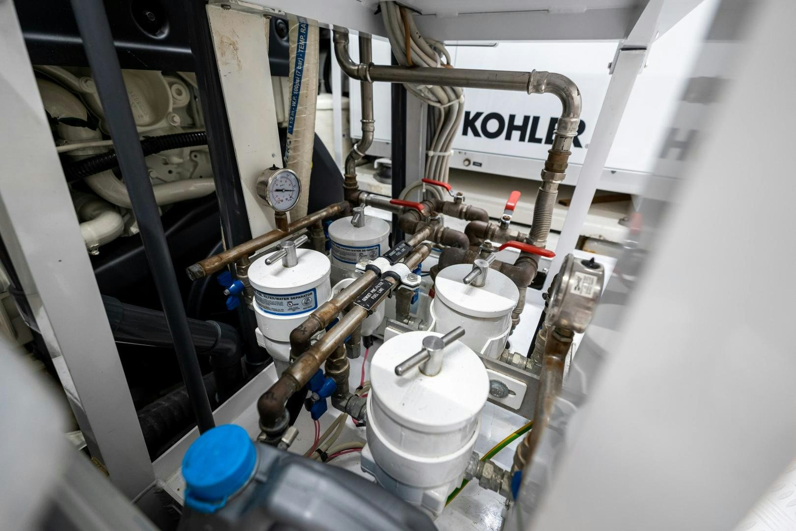 a room with pipes and tubes aboard ABOUT TIME Yacht for Sale