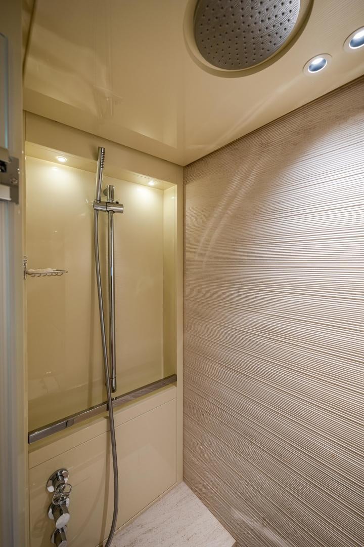 a shower unit in a bathroom aboard ABOUT TIME Yacht for Sale