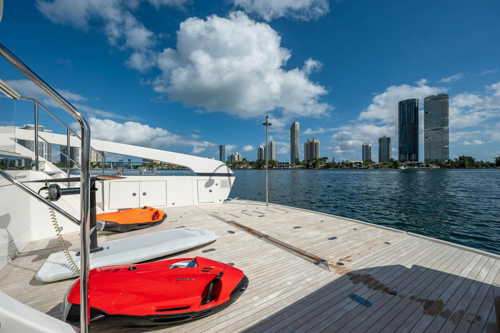 a boat on a dock aboard ABOUT TIME Yacht for Sale