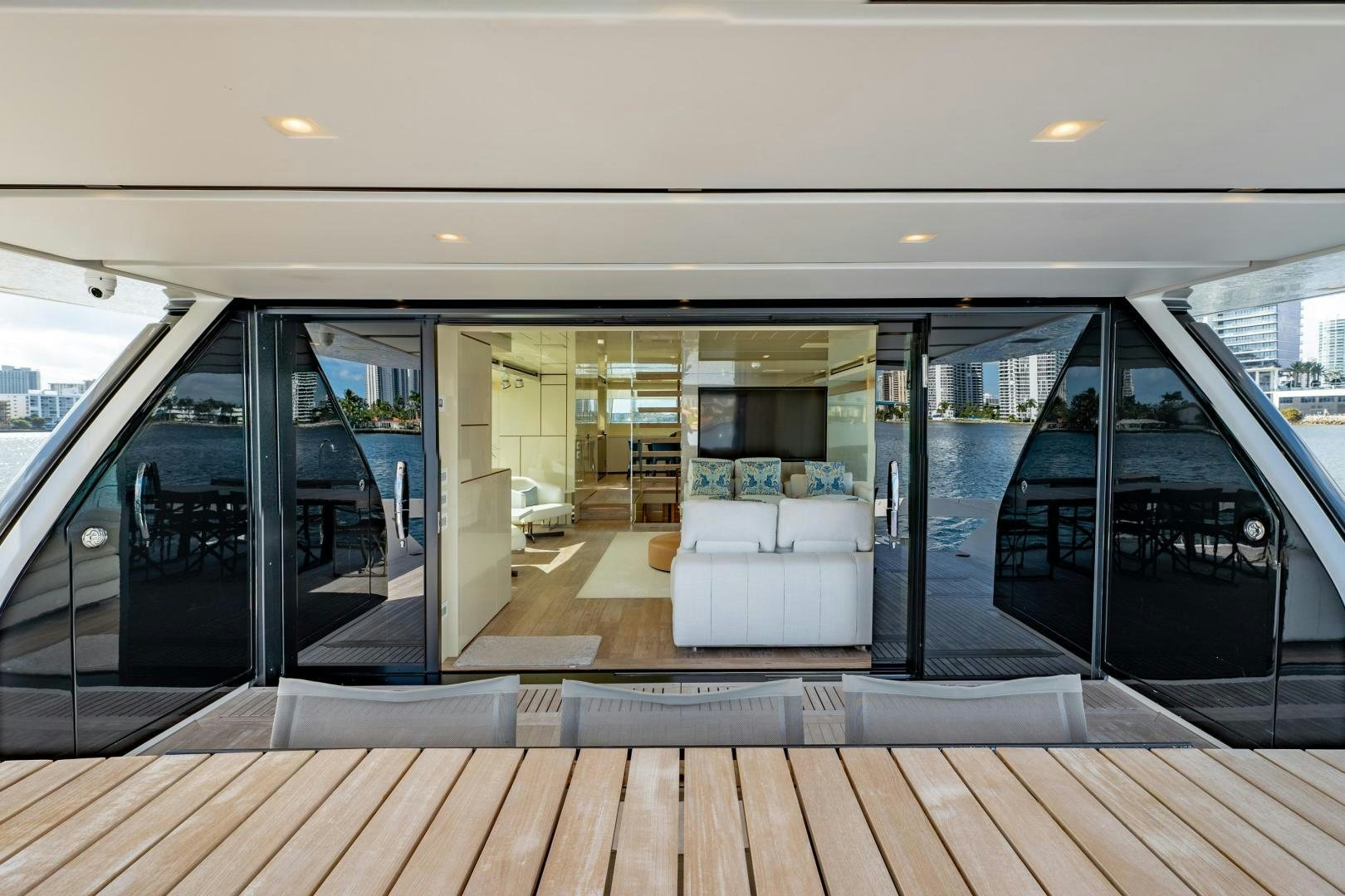 inside of a car aboard ABOUT TIME Yacht for Sale