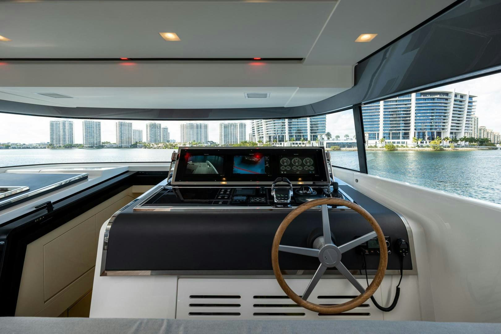 the inside of a car aboard ABOUT TIME Yacht for Sale