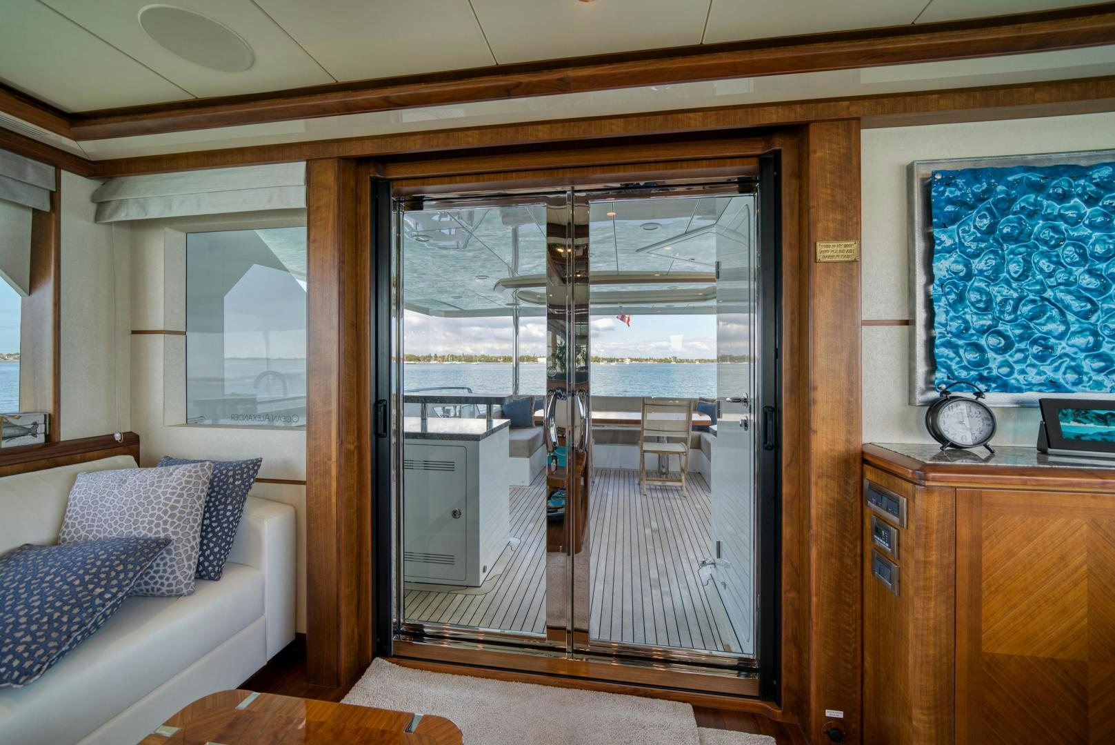 a room with a glass door aboard SANCTUARY Yacht for Sale