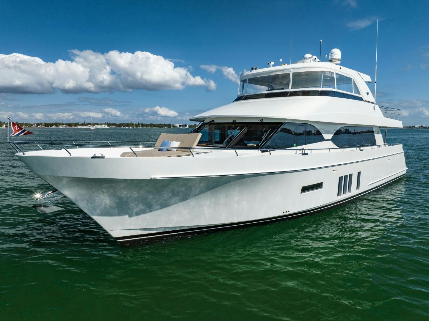 a white yacht in the water aboard SANCTUARY Yacht for Sale