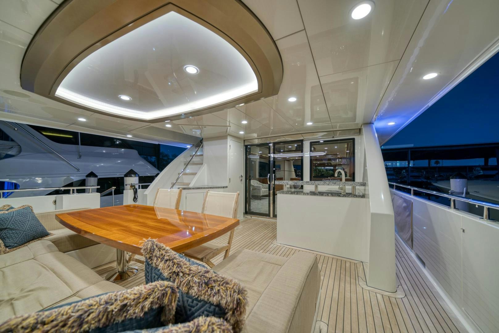 a modern looking living room aboard SANCTUARY Yacht for Sale
