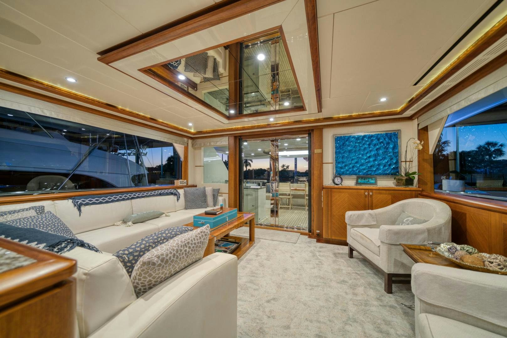 a large bedroom with a large bed aboard SANCTUARY Yacht for Sale