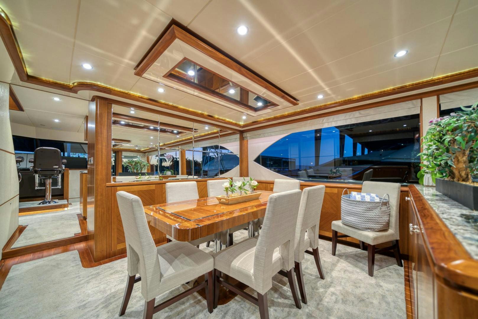 a dining room with a table and chairs aboard SANCTUARY Yacht for Sale