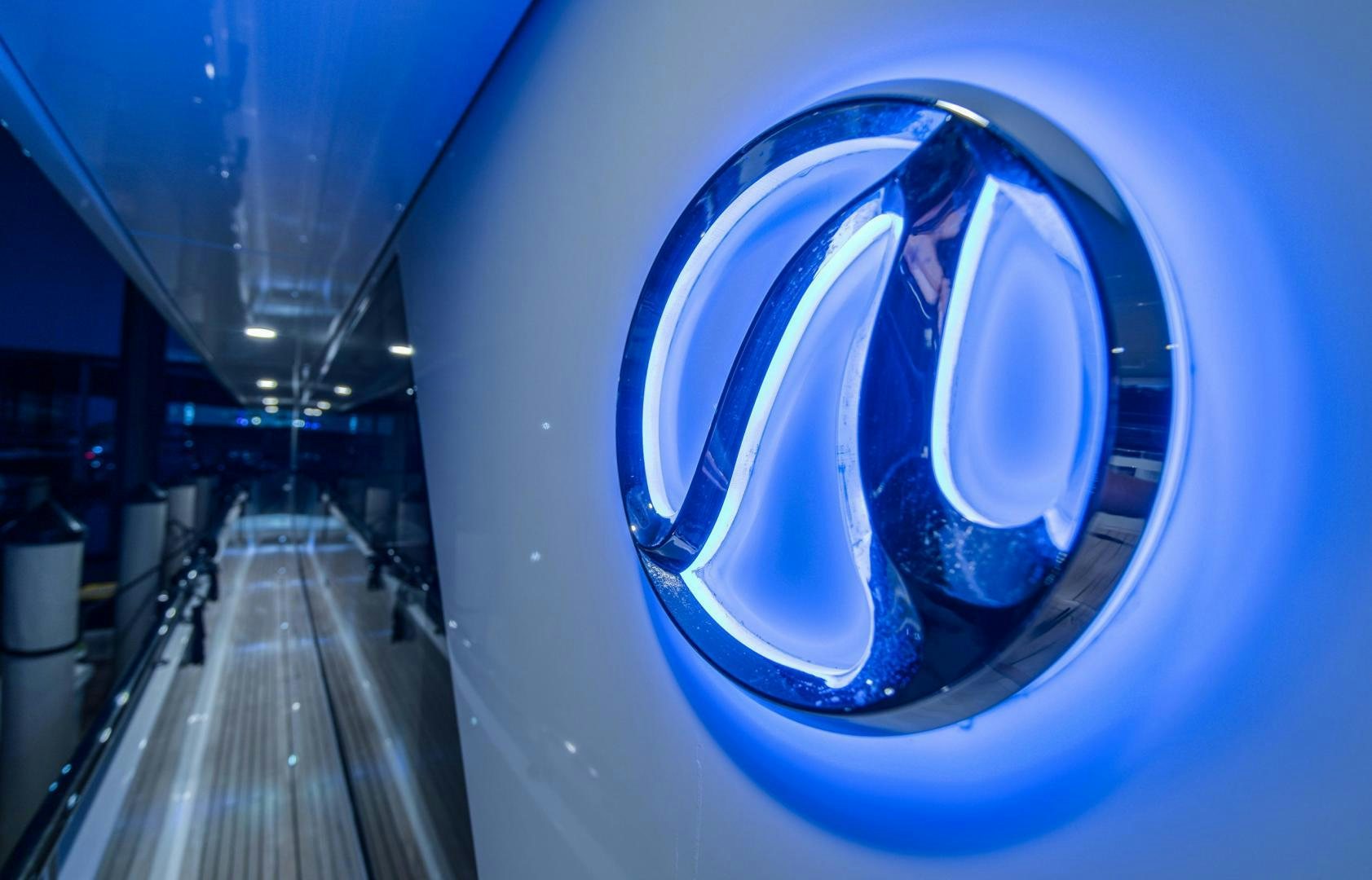 a large blue tunnel aboard SANCTUARY Yacht for Sale