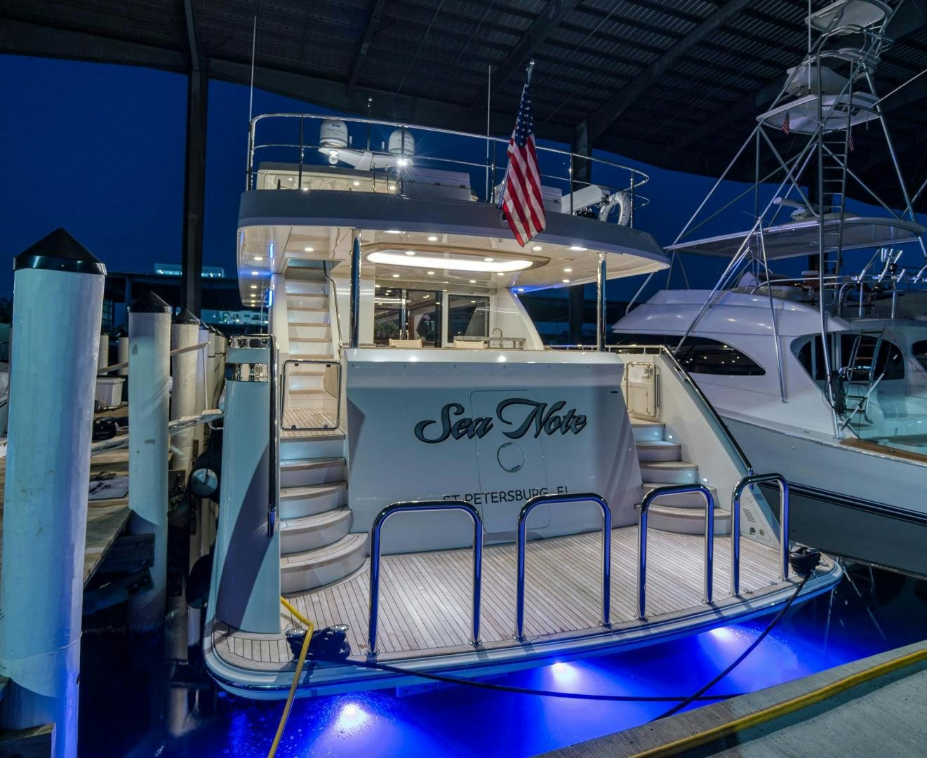 a boat in a building aboard SANCTUARY Yacht for Sale