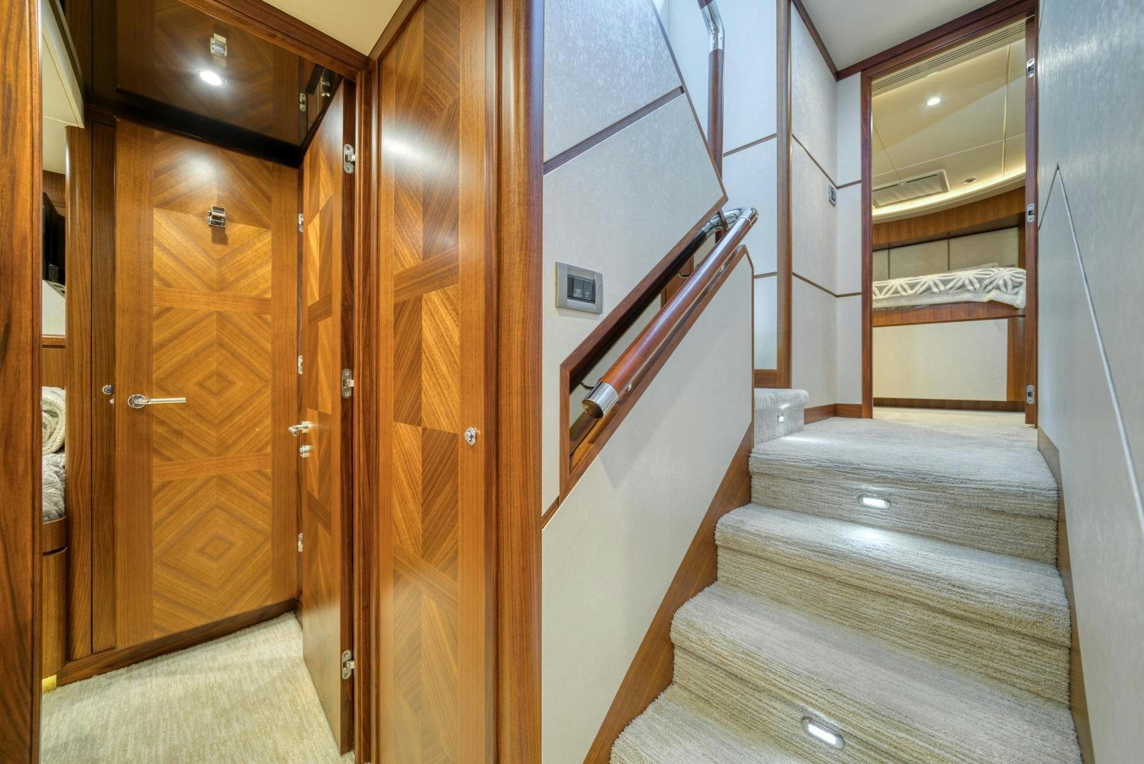 a room with wooden doors aboard SANCTUARY Yacht for Sale