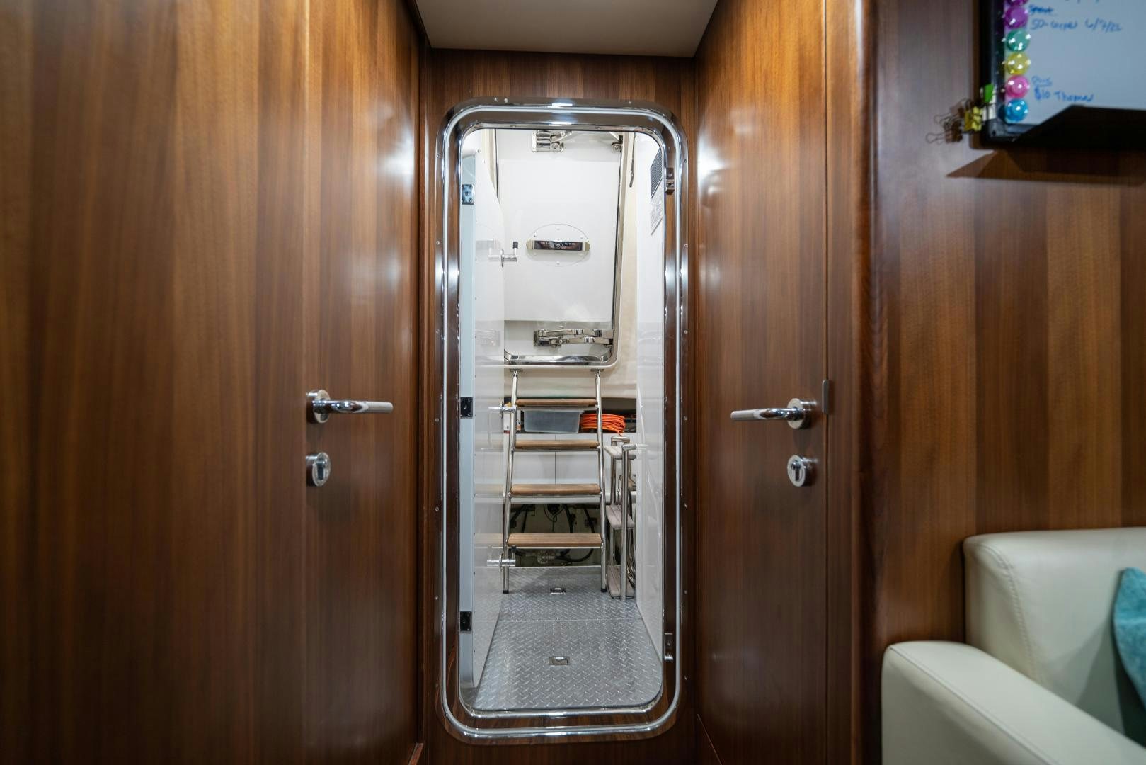 a door with a glass door aboard SANCTUARY Yacht for Sale