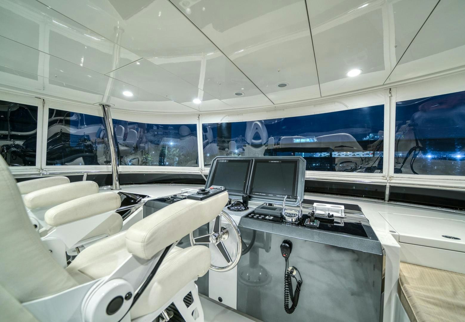 a room with a desk and computers aboard SANCTUARY Yacht for Sale
