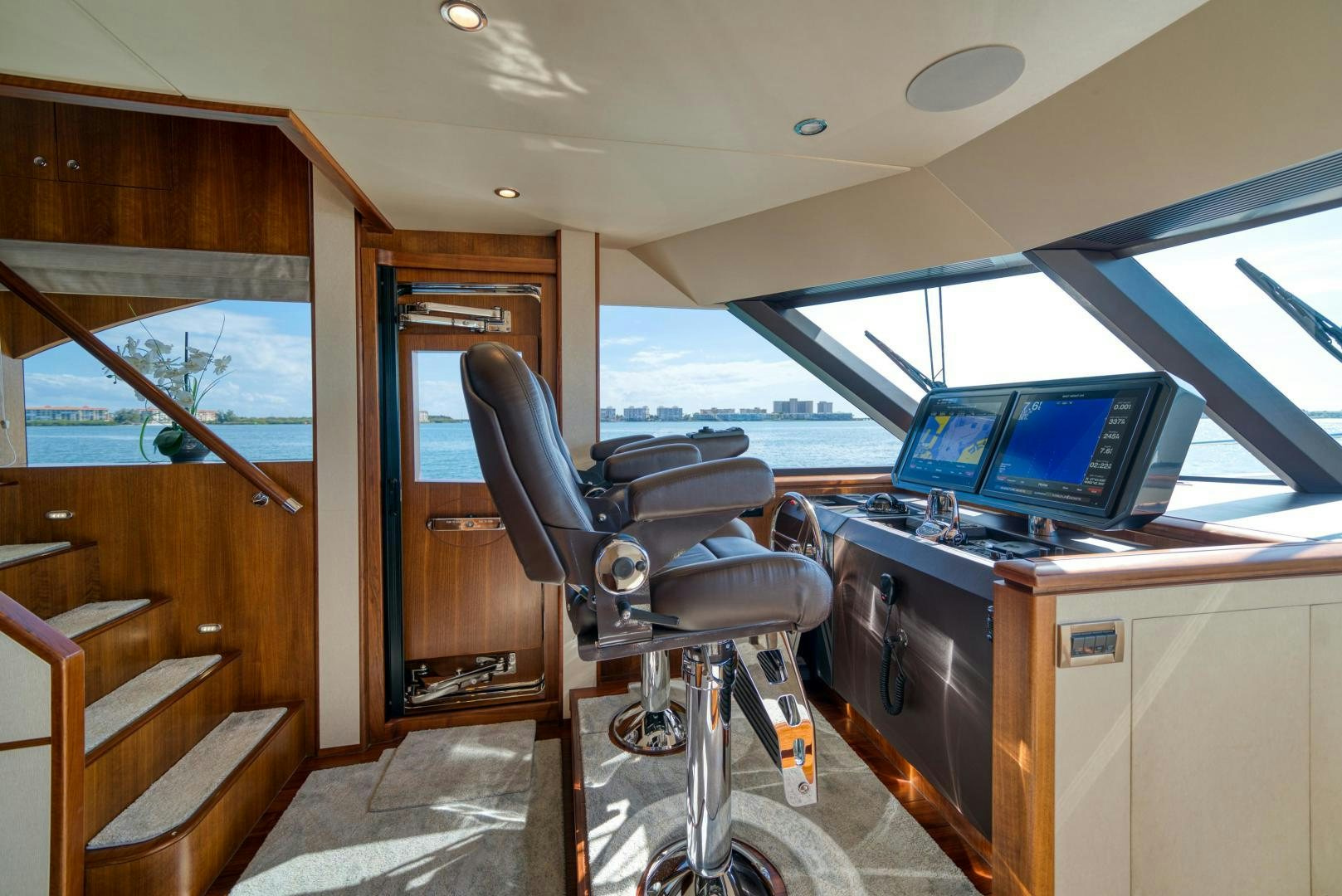 a room with a desk and computer aboard SANCTUARY Yacht for Sale