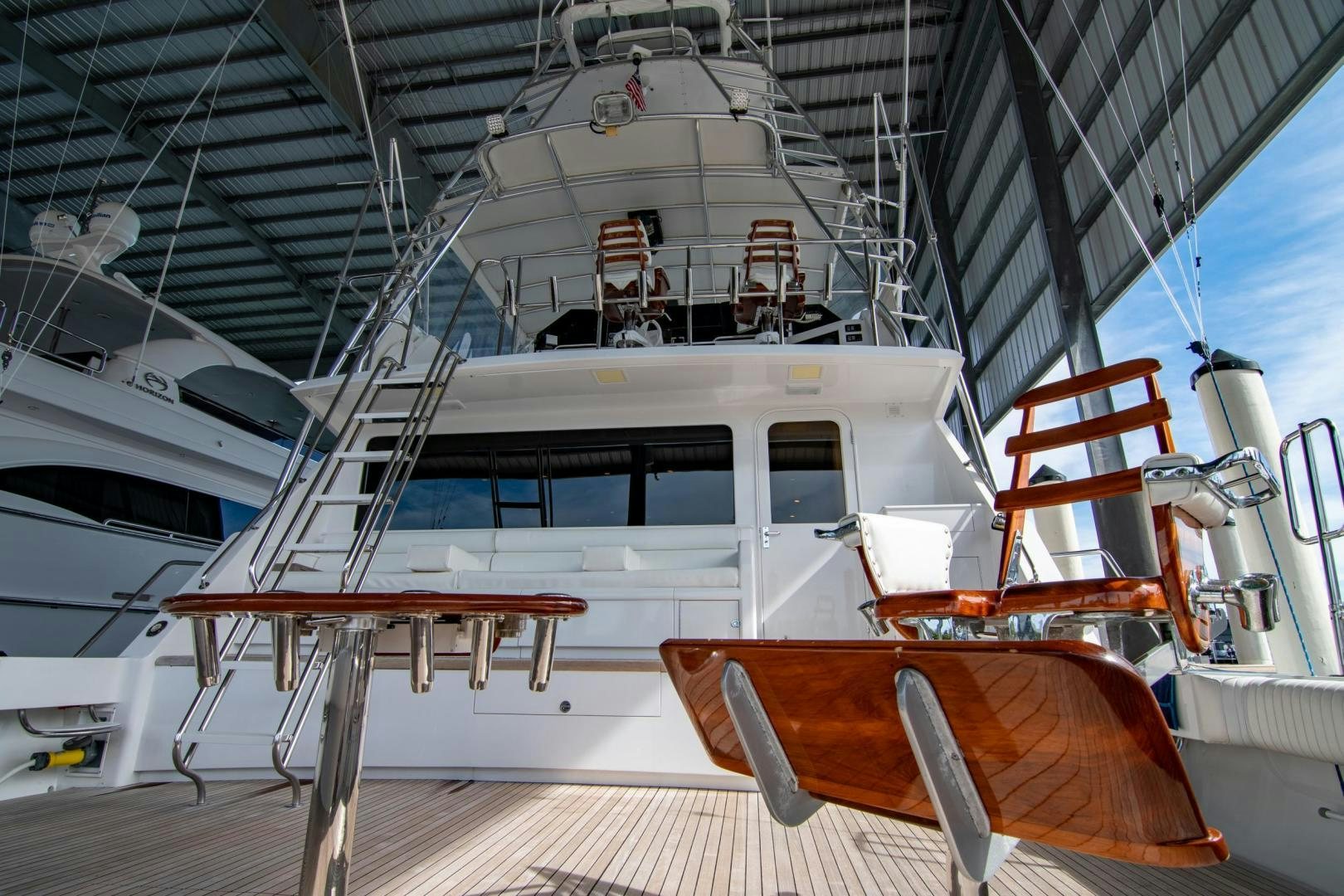 a boat in a large building aboard CROUPIER Yacht for Sale
