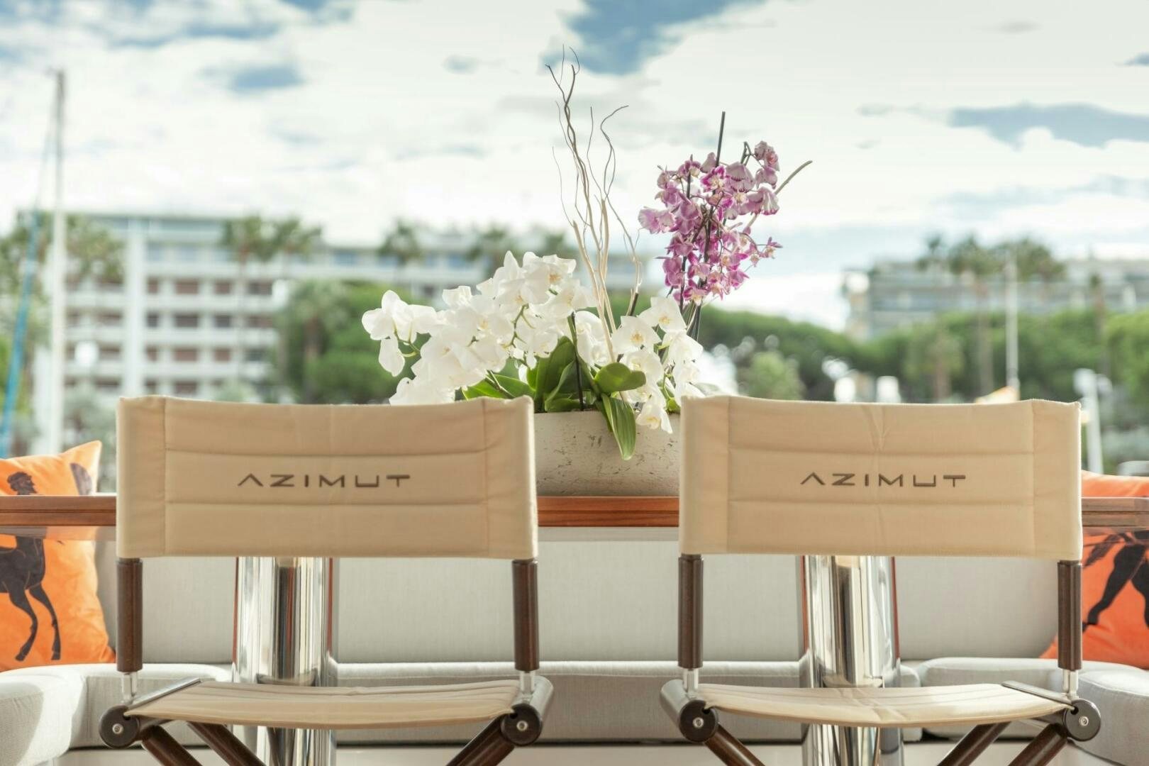 a table with a sign on it aboard SOLSTICE Yacht for Sale