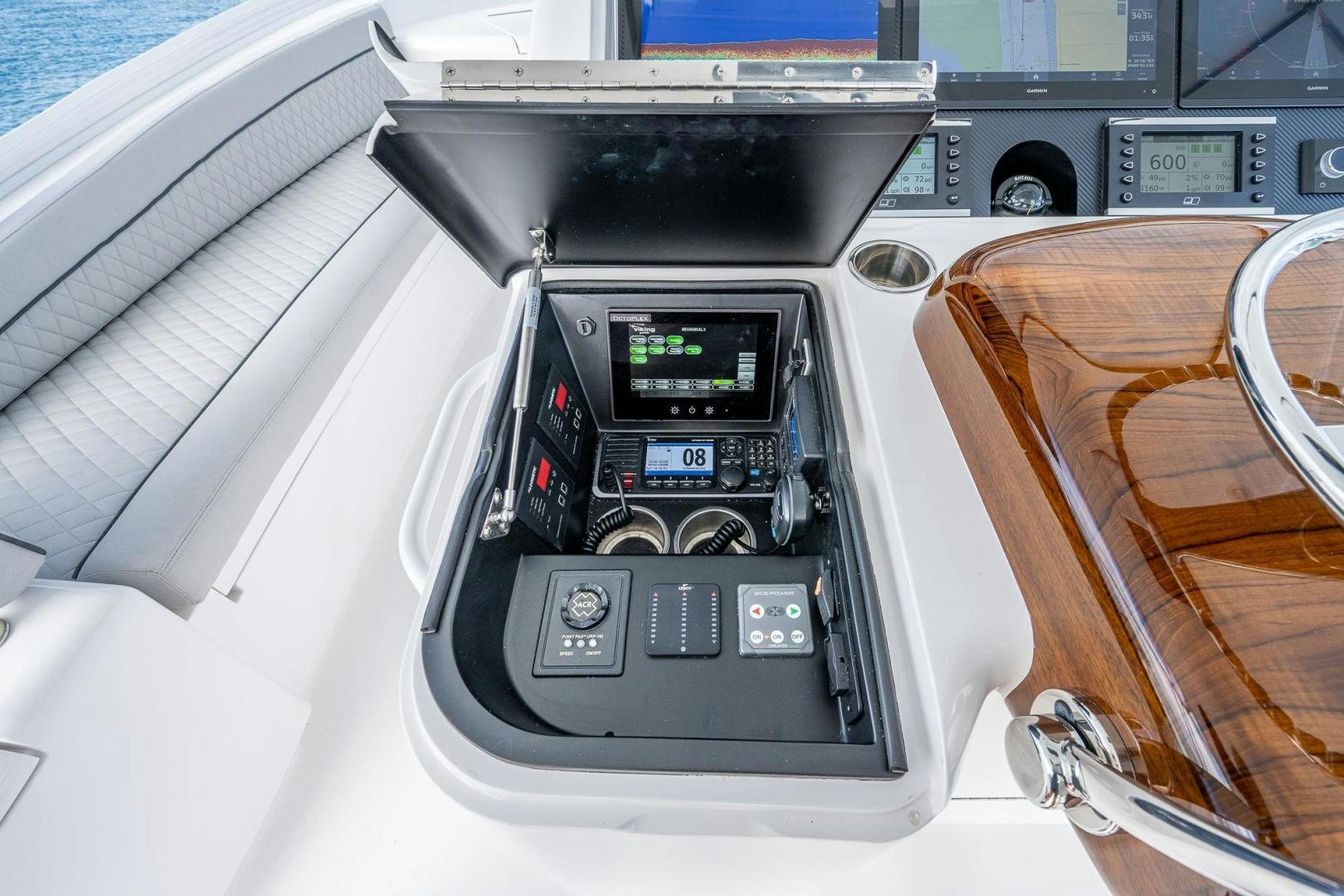the inside of a car aboard KEMOSABE Yacht for Sale
