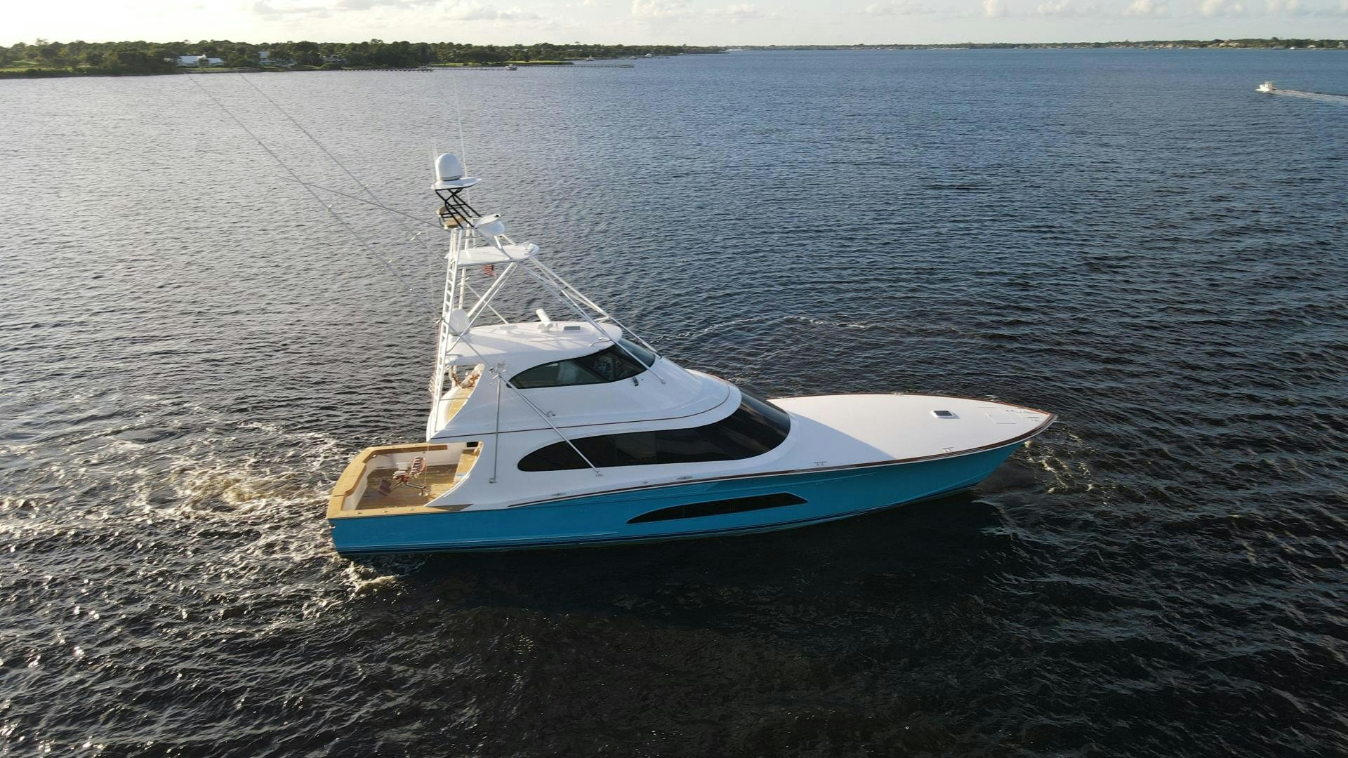 a boat on the water aboard PREDATOR Yacht for Sale