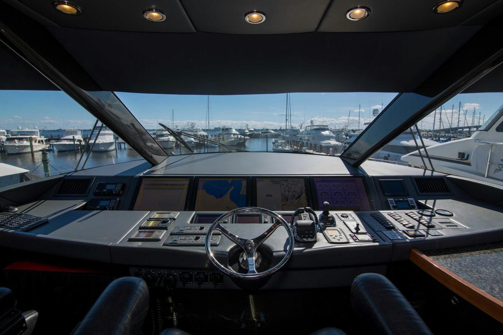 inside of a car aboard PREDATOR Yacht for Sale