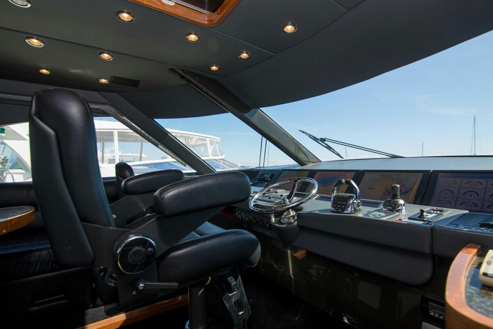 the inside of a car aboard PREDATOR Yacht for Sale