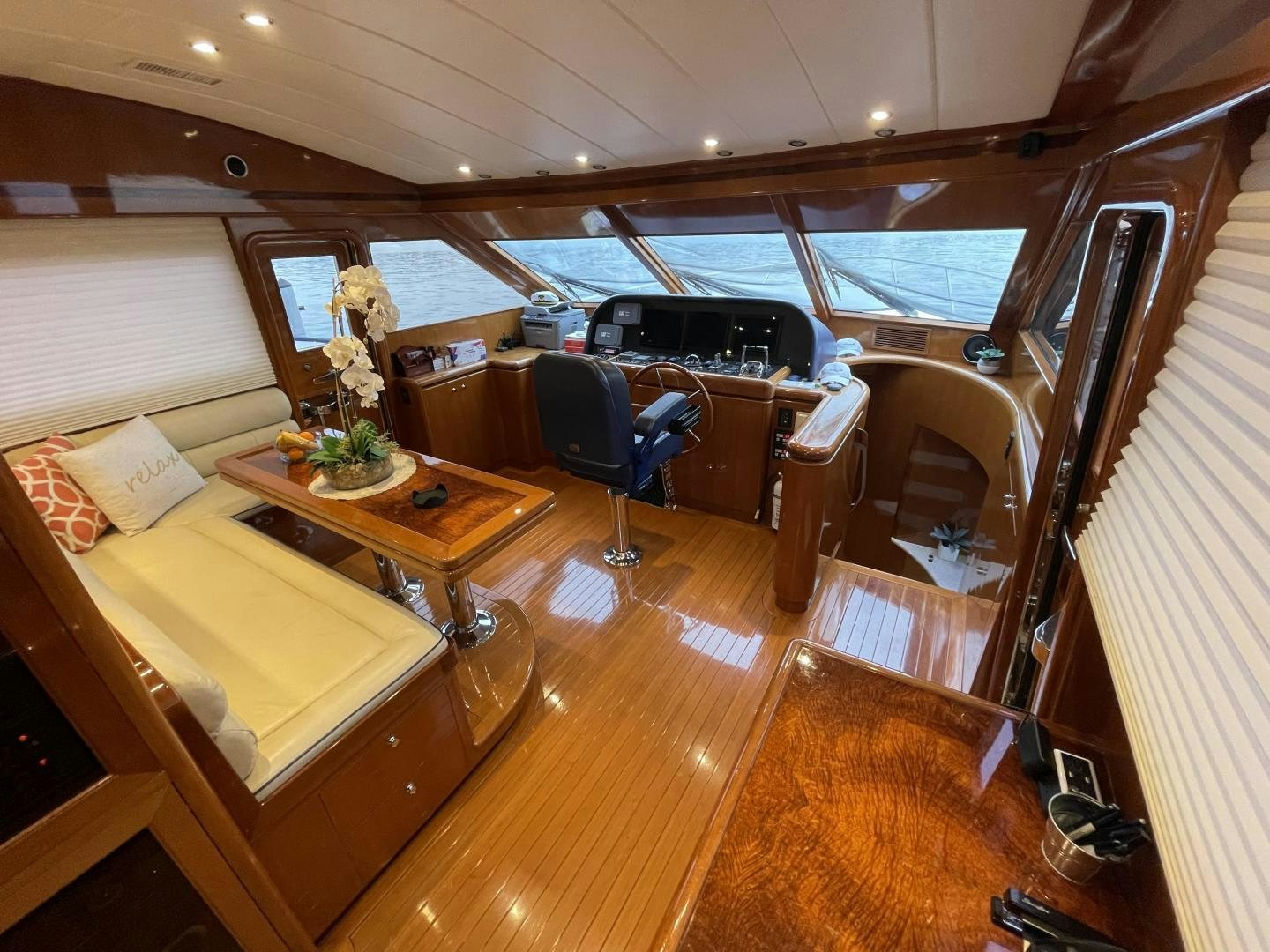 a room with a desk and chairs aboard MIA & MAUI JIM Yacht for Sale