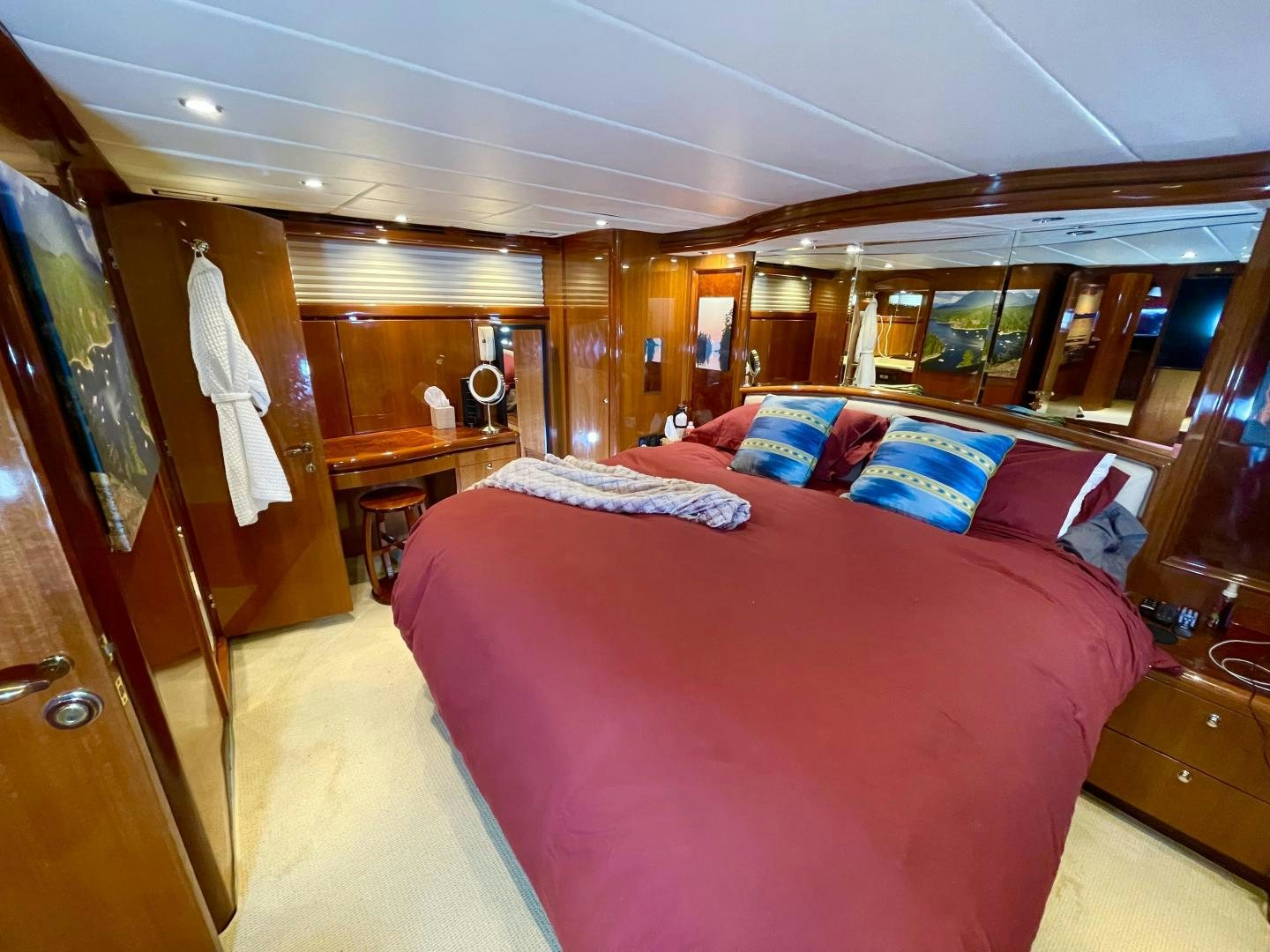 a large bed in a room aboard MIA & MAUI JIM Yacht for Sale