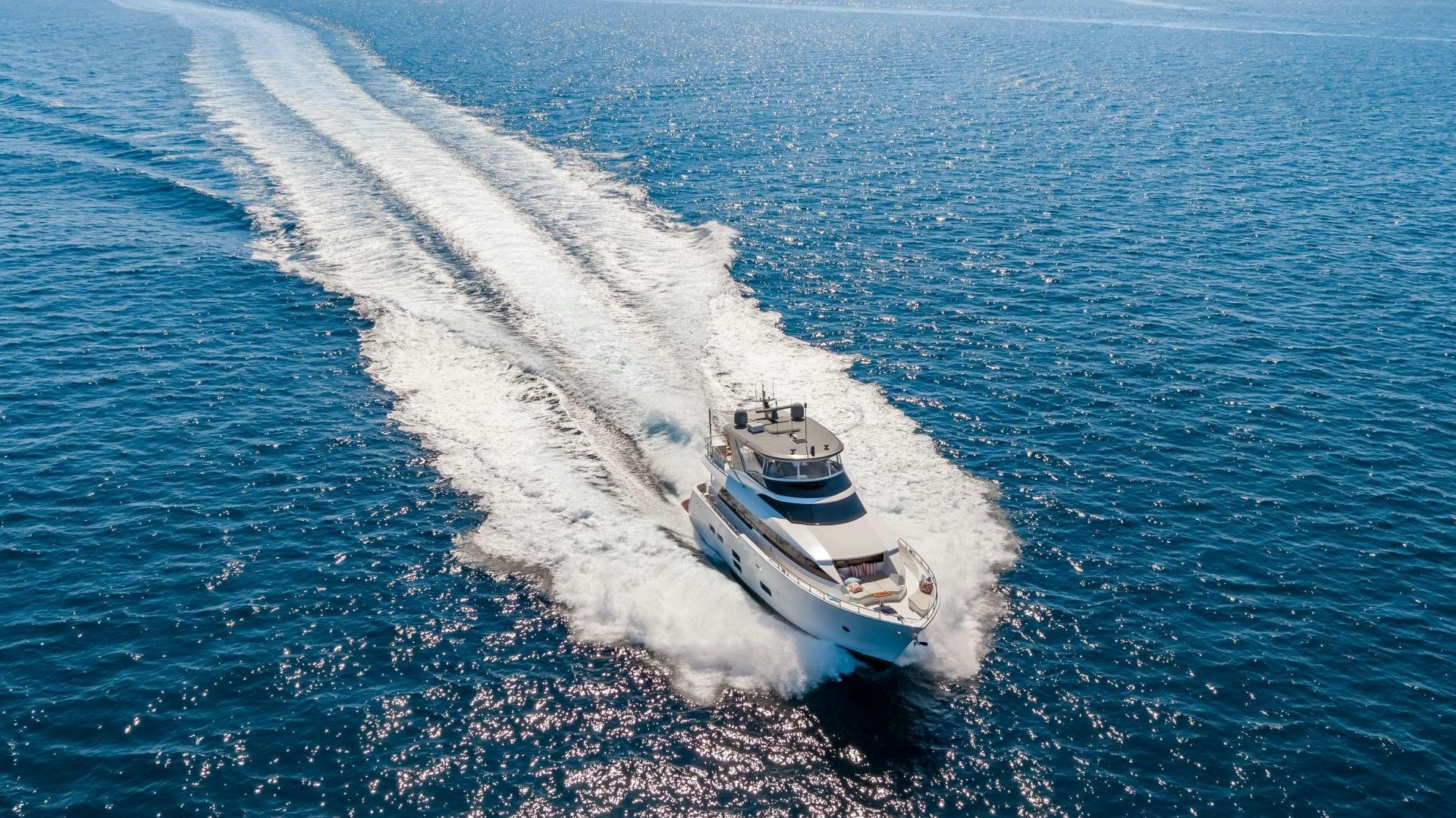 a boat in the water aboard BELLA SKY Yacht for Sale