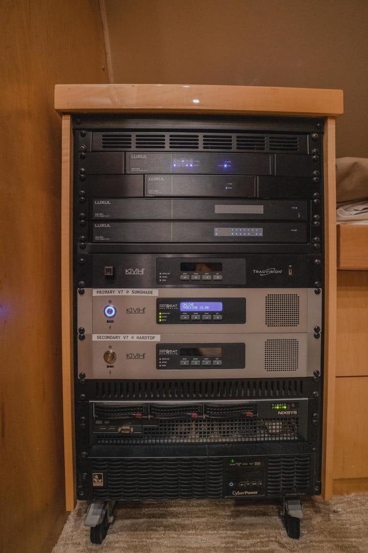 a computer tower with a keyboard aboard AUSPICIOUS Yacht for Sale