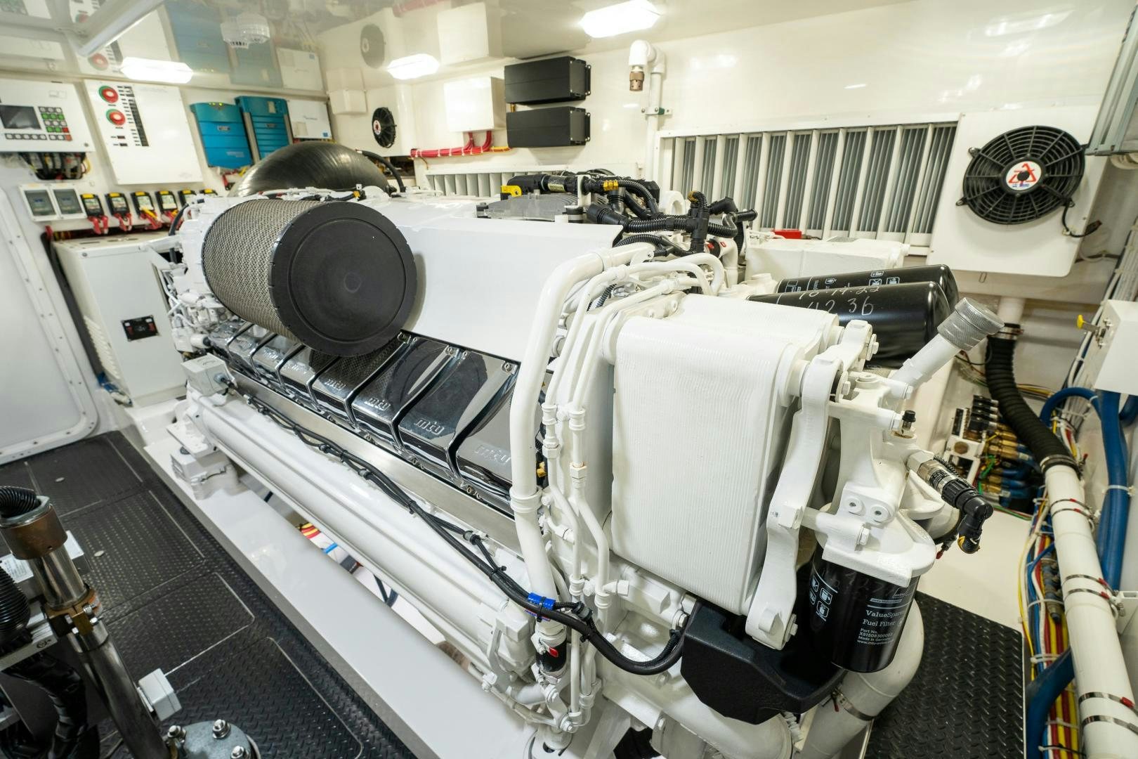 a large machine with a large metal cylinder aboard AUSPICIOUS Yacht for Sale