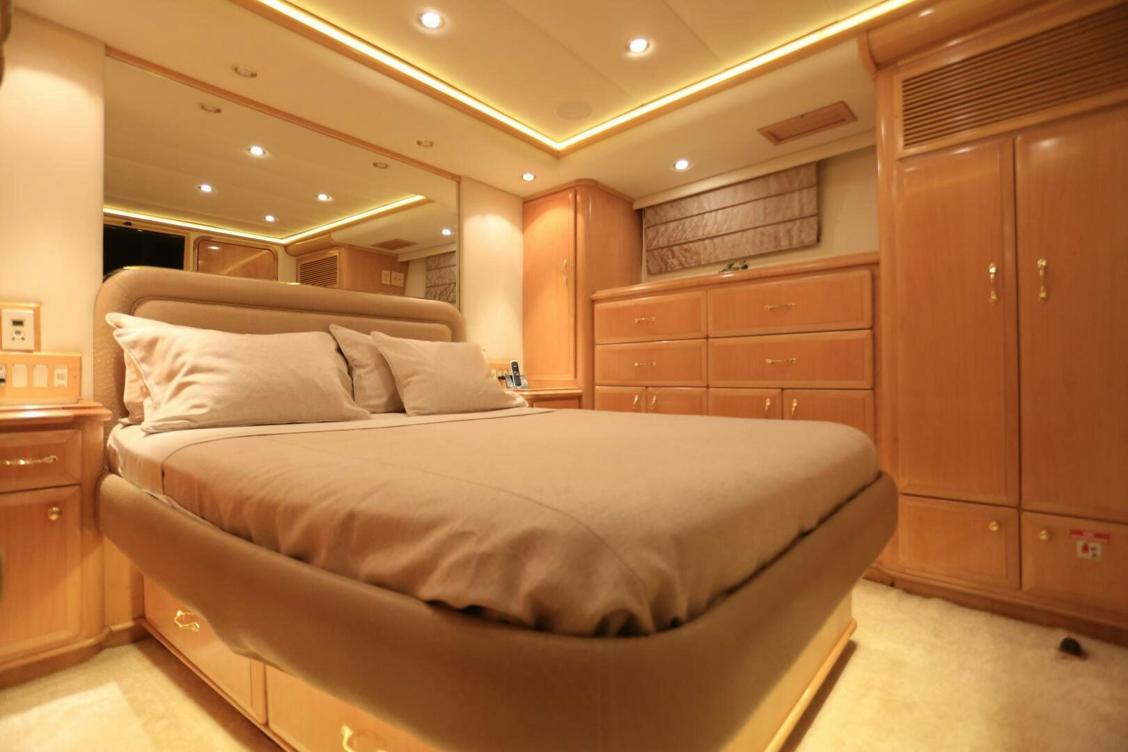 a bed in a room aboard FORTY LOVE Yacht for Sale