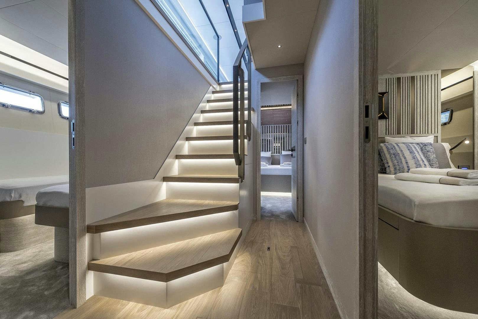 a staircase in a room aboard 26XP HULL 24 Yacht for Sale