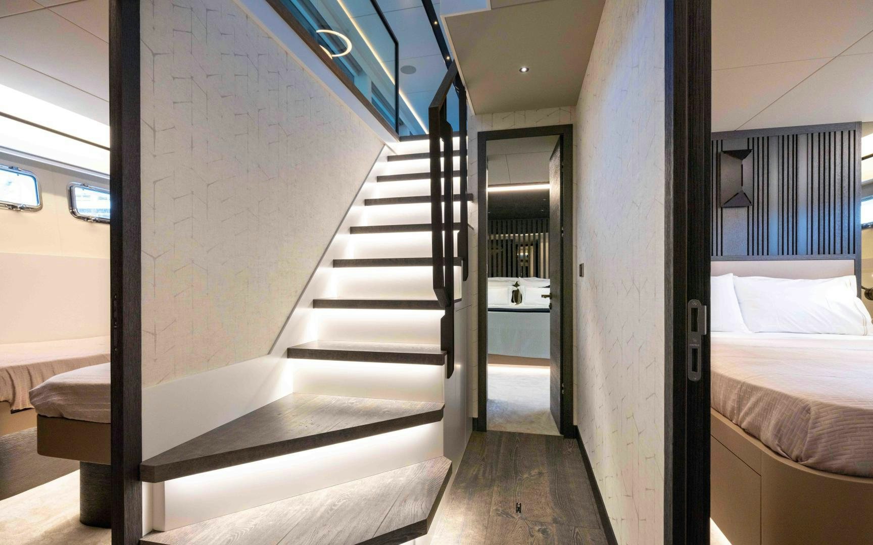 a room with bunk beds aboard C3 Yacht for Sale