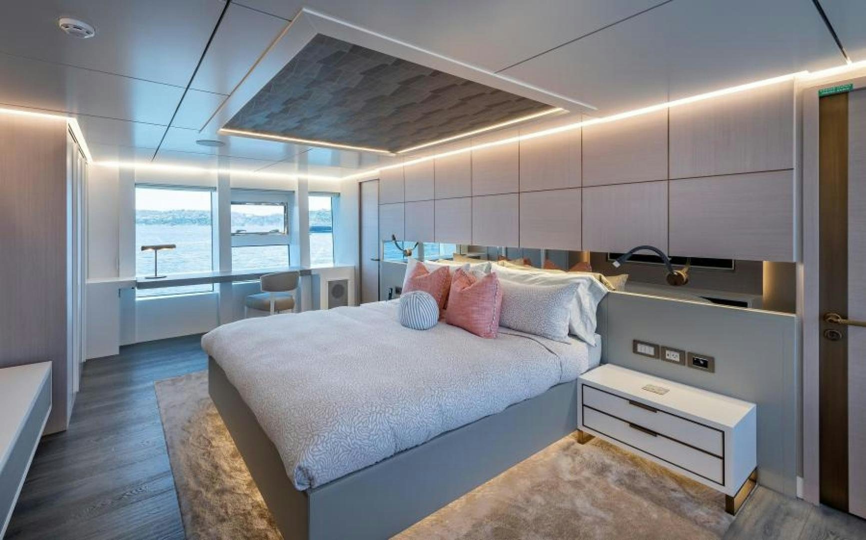 a bedroom with a large bed aboard NUMARINE 37XP 17 Yacht for Sale